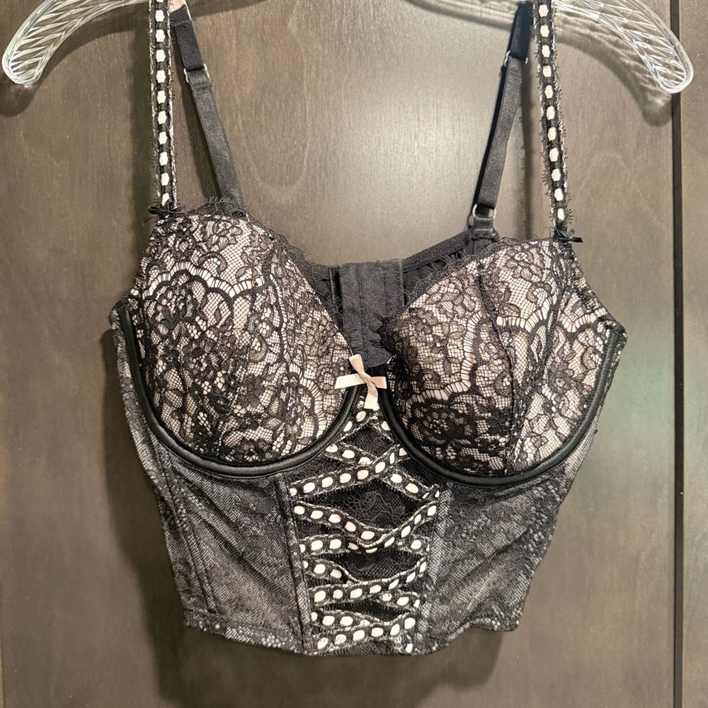 Elegant Black Lace Bustier Corset Top